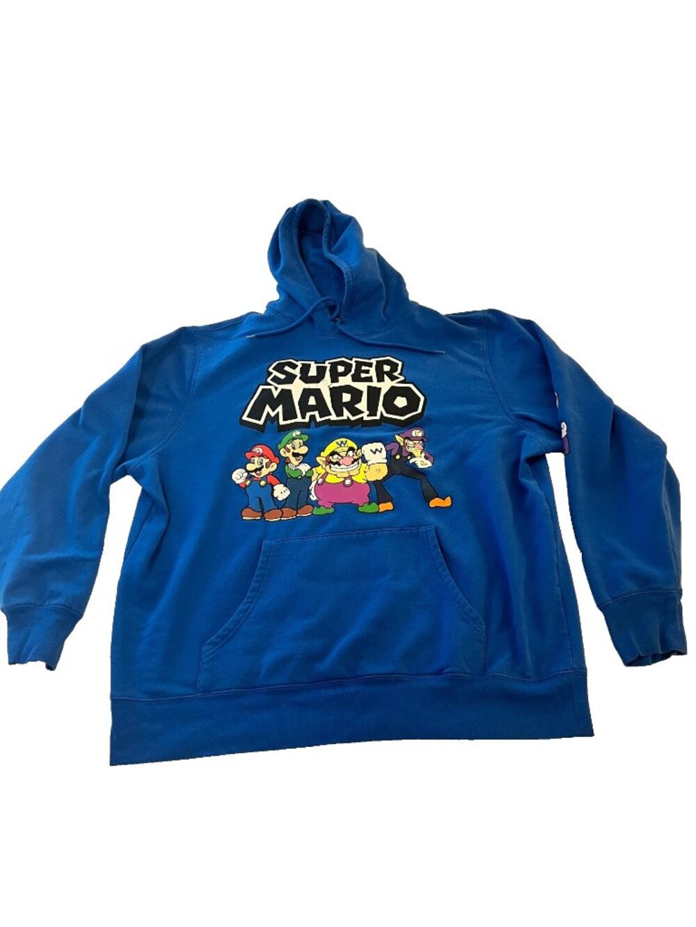 Super Mario Wario Luigi Waluigi Blue Nintendo Mens Sz XL Hoodie